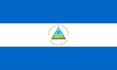 Nicaragua flag in official colors, dimensions and aspect ratio. Vector flag symbolizing national pride, identity, heritage, patriotism and authority clipart