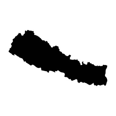 Nepal high detailed vector representation of country silhouette in solid black on white background. For educational, decorative, or informational use showcasing the national outline. clipart