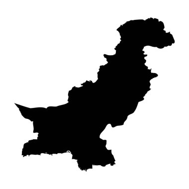 Pakistan high detailed vector representation of country silhouette in solid black on white background. For educational, decorative, or informational use showcasing the national outline. clipart