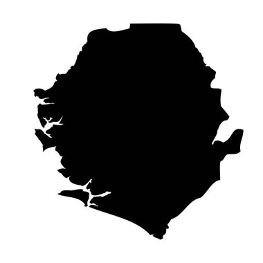 Sierra Leone high detailed vector representation of country silhouette in solid black on white background. For educational, decorative, or informational use showcasing the national outline. clipart