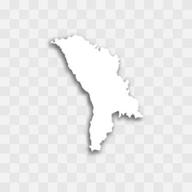 Moldova high detailed vector representation of country silhouette. White color on transparent background with dropped shadow. For educational, decorative, or informational use. clipart