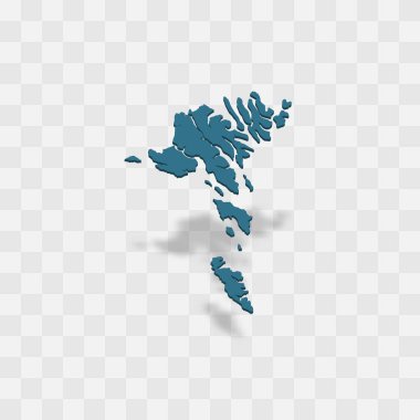 Faroe Islands high detailed vector representation of country silhouette. 3D map on transparent background with dropped shadow. For educational, decorative, or informational use. clipart