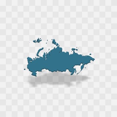 Russia high detailed vector representation of country silhouette. 3D map on transparent background with dropped shadow. For educational, decorative, or informational use. clipart