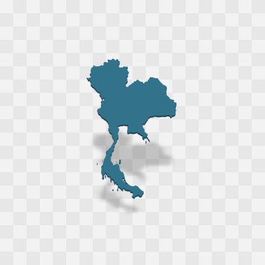 Thailand high detailed vector representation of country silhouette. 3D map on transparent background with dropped shadow. For educational, decorative, or informational use. clipart