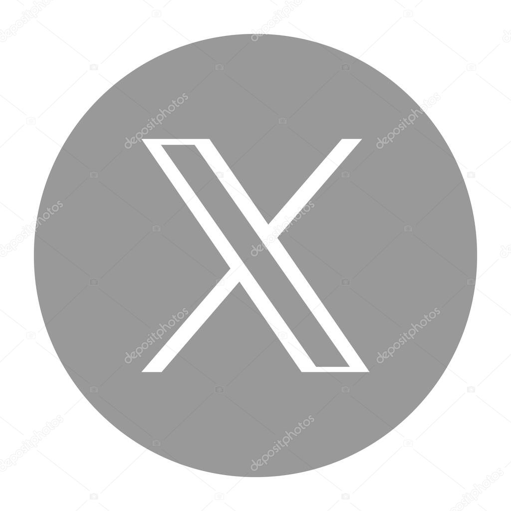 Twitter social media app icon. Black silhouete circle shape vector illustration.