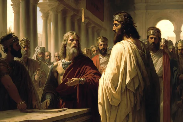 The trial of Jesus before Pontius Pilate. Way of the Cross. History from the bible. Easter period