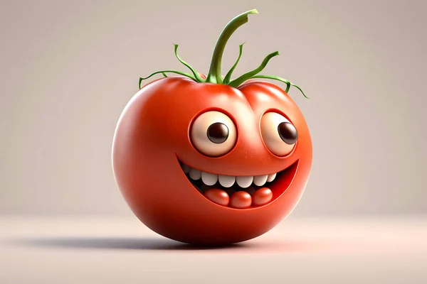 Tomato cartoon character. Smiling healthy character.