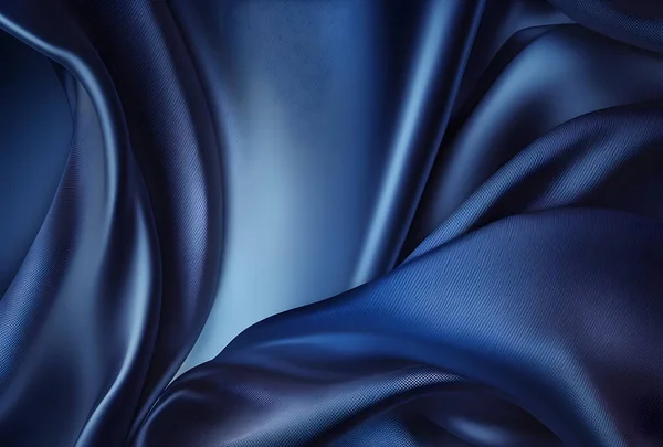 Abstract dark blue background. Fabric background made of silk satin.