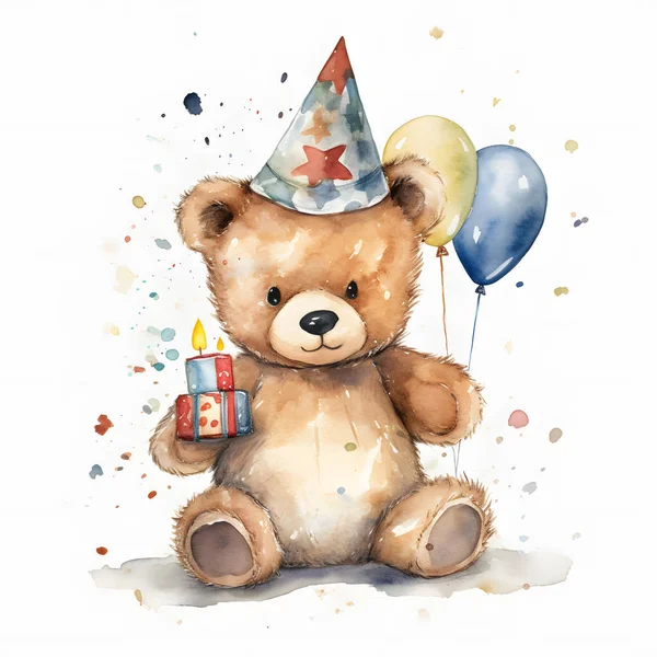A colorful pleasure! Cute birthday teddy bear with water paints - perfect for decoration! Make your loved ones happy.