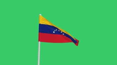Venezuela bayrağı yeşil bir arka planda rüzgarda dalgalanıyor