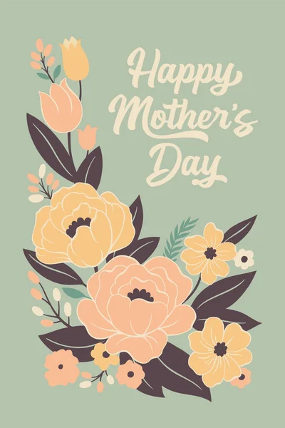 Muttertag Blumenstrauß Grußkarte Vektorillustration — Stockvektor