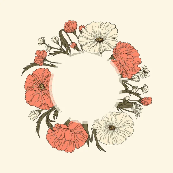 一种创造性的艺术头饰 由白色背景上红白相间的人造花朵做成的美丽花环 展示了令人叹为观止的花瓣图案 — 图库矢量图片#