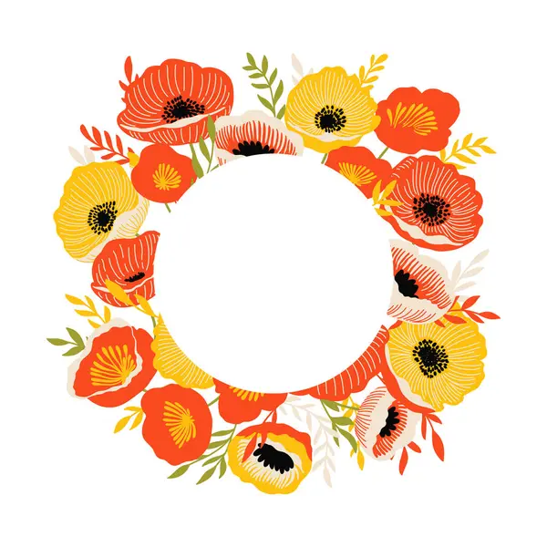 Brillante Flores Abstractas Marco Corona Ilustración Vectorial — Archivo Imágenes Vectoriales