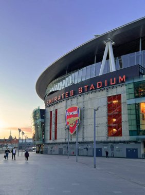 Londra - Ocak 2023 - Emirates Stadyumu, UEFA yarışmaları için Arsenal Stadyumu, Premier League 'de Arsenal Football Club' ın ev sahibi stadyumu.
