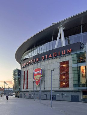 Londra - Ocak 2023 - Emirates Stadyumu, UEFA yarışmaları için Arsenal Stadyumu, Premier League 'de Arsenal Football Club' ın ev sahibi stadyumu.
