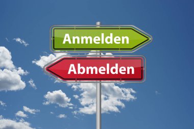 Güzel mavi bir gökyüzüne karşı kurulmuş, ruhsat ve serbestleştirme talimatları olan bir tabela.