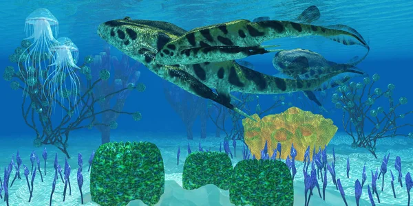 Bothriolepis Carnivorous Marine Fish Lived Waters Devonian Seas — Foto Stock
