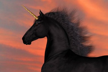 Unicorn, siyah paltosu, çatallı toynakları ve altın alnı olan efsanevi bir yaratıktır..