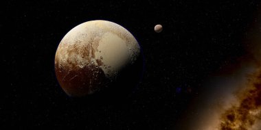 Plüton bir cüce gezegendir ve Charon uydusu Kuiper Kuşağı 'nda güneşin yörüngesinde döner..