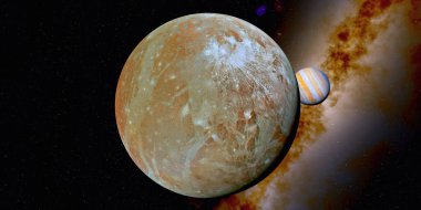 Ganymede Jüpiter 'in en büyük uydusudur ve tüm güneş sistemindeki en büyük uydudur, hatta Merkür gezegeninden bile büyüktür.. 