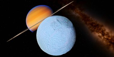 Tethys Satürn 'ün buzlu uydusudur, son derece parlak, yansıtıcı yüzeyi ve iki büyük jeolojik özelliği ile ayırt edilir: devasa bir kanyon sistemi ve dev bir çarpışma krateri.. 