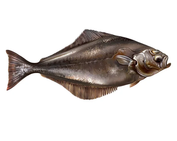 Halibut Pleuronectidae Bottom Prevative Fish Inhabitants — 스톡 사진