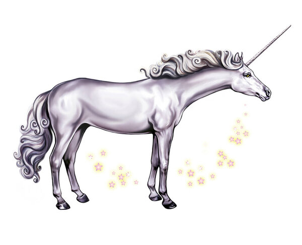 Einhorn Illustration Mythisches Märchenwesen Isolationsbild Auf Weißem Hintergrund — Stockfoto