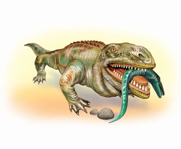 ピリコサウルス ピリコサウルス 原始的な獣のような爬虫類 炭化物およびペルミアン時代 古代の動物 現実的な2D描画 白い背景の孤立したイメージ ストックフォト