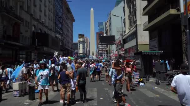 Buenos Aires Argentina December 2022 People Streets Celebration Argentina National — Stock Video