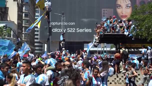 Buenos Aires Argentina Δεκεμβρίου 2022 Οπαδοί Στους Δρόμους Κατά Διάρκεια — Αρχείο Βίντεο
