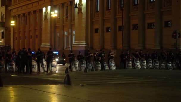 Buenos Aires Argentina Dicembre 2022 Poliziotti Fila Attesa Rivolte Durante — Video Stock
