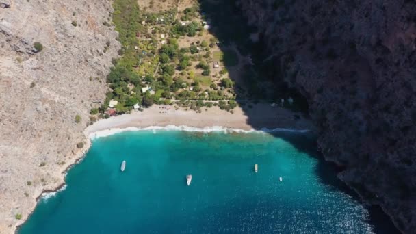 Butterfly Valley Sunny Day Aerial View Turkish Riviera Turkey Drone — Vídeos de Stock