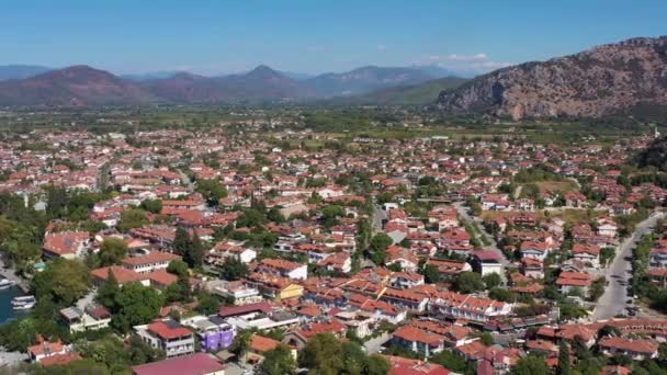 Güneşli Bir Günde Dalyan Kasabası Hava Görüntüsü Türk Rivierası Hindi — Stok video