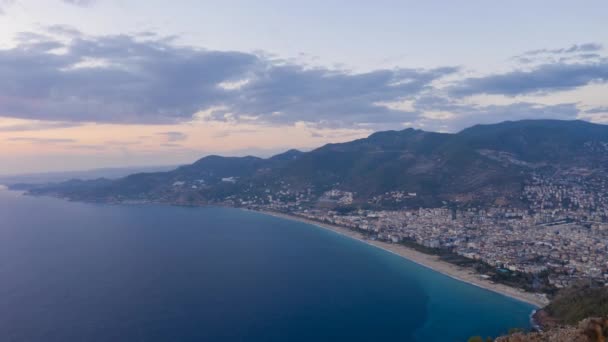 Alanya City Sunset Aerial Hyper Lapse Time Lapse Turkish Riviera — Vídeo de Stock