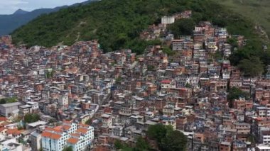 Cantagalo-Pavao-Pavaozinho Favelas. Rio de Janeiro, Brazil. Aerial View. Orbiting