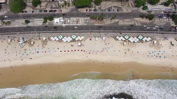 Rio Janeiro City Sunny Day Copacabana Beach Atlantic Ocean Avenida — Video