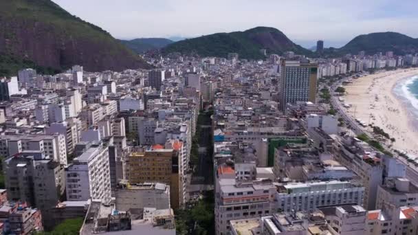Rio Janeiro City Sunny Day Copacabana Neighborhood Aerial View Brazil — Vídeos de Stock