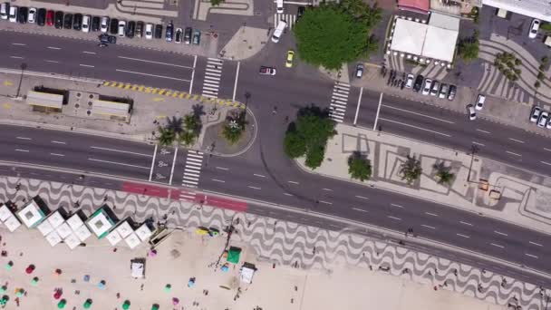 Rio Janeiro City Sunny Day Copacabana Neighborhood Aerial View Brazil — Stock Video