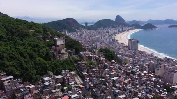 Cantagalo Pavao Pavaozinho Favelas Rio Janeiro Brazil Aerial View Orbiting — Stok video