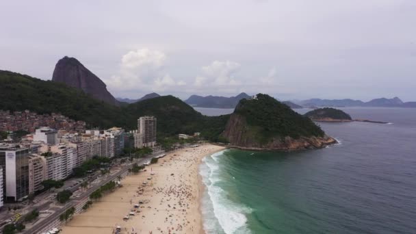 Рио Жанейро Пляж Копакабана Атлантический Океан Окрестности Леме Вид Воздуха — стоковое видео