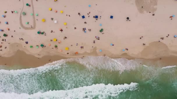 Copacabana Beach Atlantic Ocean Rio Janeiro City Brazil Aerial View — Stockvideo
