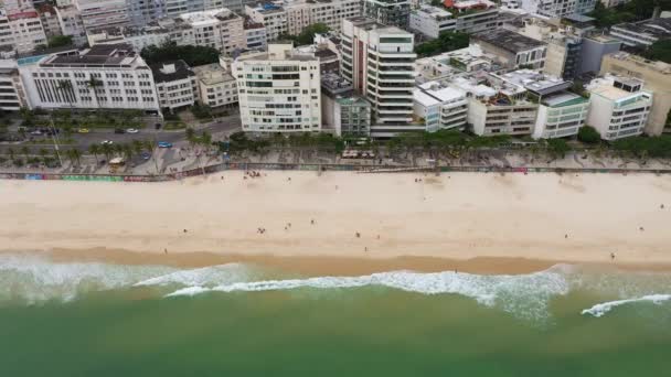 Rio Janeiro City Ipanema Beach Atlantic Ocean Aerial View Brazil — 비디오