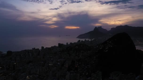 Rio Janeiro City Night Ipanema Neighborhood Evening Twilight Blue Hour — Vídeo de Stock