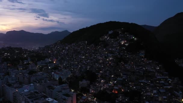 Cantagalo Pavao Pavaozinho Favelas Evening Twilight Blue Hour Rio Janeiro — Video Stock