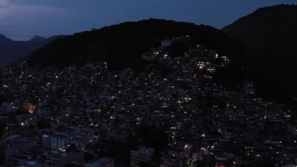 Cantagalo Pavao Pavaozinho Favelas Evening Twilight Blue Hour Rio Janeiro — Vídeo de Stock