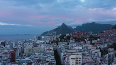Cantagalo and Pavao-Pavaozinho Favelas. Rio de Janeiro, Brazil. Aerial View. Drone Flies Sideways
