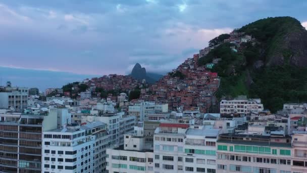 Cantagalo Pavao Pavaozinho Favelas Cloudy Morning Rio Janeiro Brazil Aerial — Vídeos de Stock