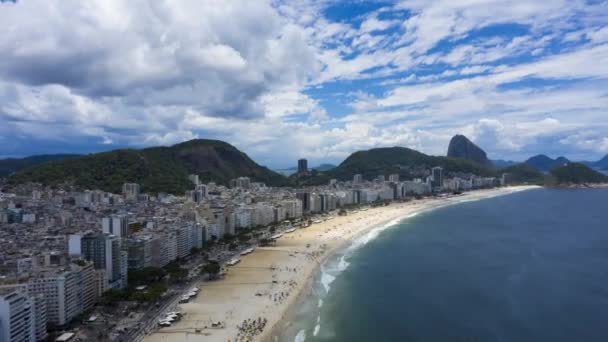 Rio Janeiro City Sunny Day Copacabana Beach Atlantic Ocean Aerial — 비디오
