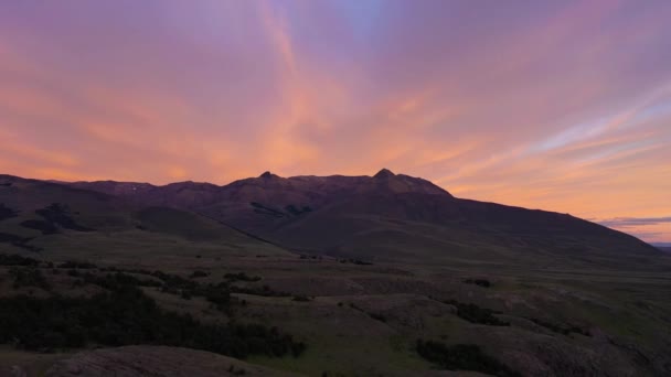 Montagnes Collines Coucher Soleil Andes Patagonie Argentine Vue Aérienne Drone — Video