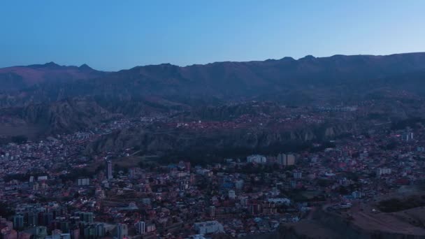 Paz Skyline Morning Twilight Vista Aérea Zona Sur Bolivia Hora — Vídeos de Stock